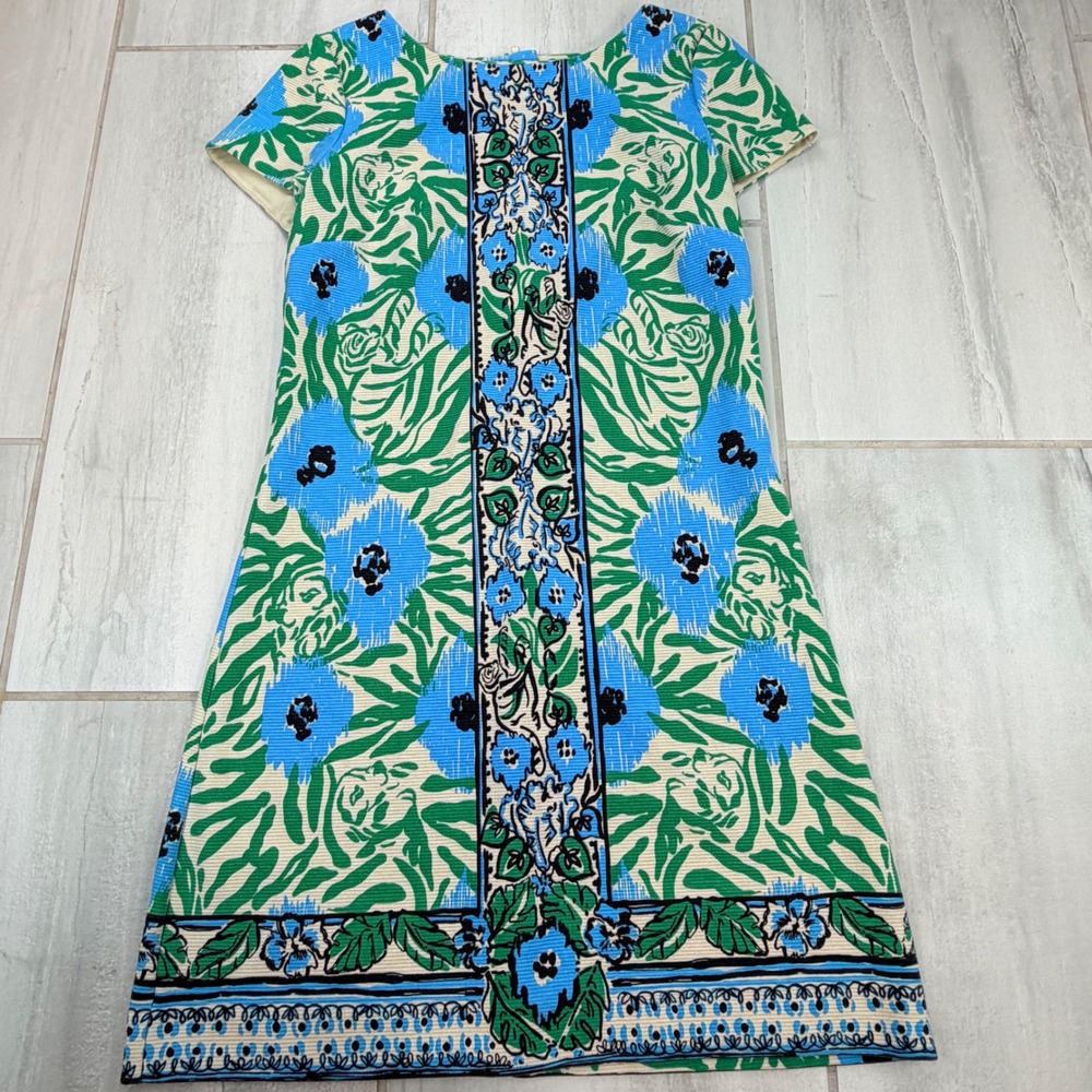 Lilly Pulitzer Layton Sea Oat Ikatty Ikat Engineered Print Shift Dress Medium